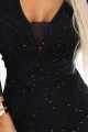 654-5 Długa połyskująca sukienka plus size z dekoltem i transparentnym rękawkiem - czarna-7 11965 