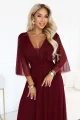 654-6 Długa połyskująca sukienka plus size z dekoltem i transparentnym rękawkiem - bordowa-2 11996 