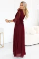 654-6 Długa połyskująca sukienka plus size z dekoltem i transparentnym rękawkiem - bordowa-3 11996 