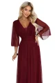 654-6 Długa połyskująca sukienka plus size z dekoltem i transparentnym rękawkiem - bordowa-11 11996 