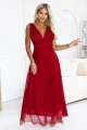 687-2 Elegancka sukienka maxi z kopertowym dekoltem i odkrytymi plecami - jasne bordo-1 12028 