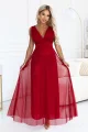 687-2 Elegancka sukienka maxi z kopertowym dekoltem i odkrytymi plecami - jasne bordo-2 12028 