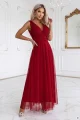 687-2 Elegancka sukienka maxi z kopertowym dekoltem i odkrytymi plecami - jasne bordo-4 12028 