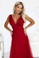 687-2 Elegancka sukienka maxi z kopertowym dekoltem i odkrytymi plecami - jasne bordo-5 12028 