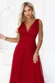 687-2 Elegancka sukienka maxi z kopertowym dekoltem i odkrytymi plecami - jasne bordo-6 12028 