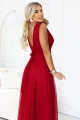 687-2 Elegancka sukienka maxi z kopertowym dekoltem i odkrytymi plecami - jasne bordo-7 12028 