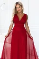 687-2 Elegancka sukienka maxi z kopertowym dekoltem i odkrytymi plecami - jasne bordo-8 12028 