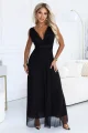 687-1 Elegancka sukienka maxi z kopertowym dekoltem i odkrytymi plecami - czarna-1 12029 