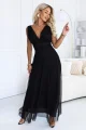 687-1 Elegancka sukienka maxi z kopertowym dekoltem i odkrytymi plecami - czarna-2 12029 