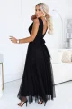 687-1 Elegancka sukienka maxi z kopertowym dekoltem i odkrytymi plecami - czarna-3 12029 