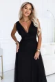 687-1 Elegancka sukienka maxi z kopertowym dekoltem i odkrytymi plecami - czarna-4 12029 