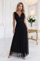 687-1 Elegancka sukienka maxi z kopertowym dekoltem i odkrytymi plecami - czarna-5 12029 