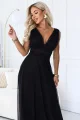 687-1 Elegancka sukienka maxi z kopertowym dekoltem i odkrytymi plecami - czarna-6 12029 
