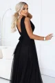 687-1 Elegancka sukienka maxi z kopertowym dekoltem i odkrytymi plecami - czarna-7 12029 