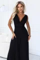 687-1 Elegancka sukienka maxi z kopertowym dekoltem i odkrytymi plecami - czarna-8 12029 