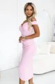 564-12 CALLIE Sukienka midi z odkrytymi ramionami i dekoltem - pastelowy róż-4 12037 