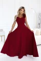 643-9 Elegancka wieczorowa suknia maxi z rozcięciem i różami - bordowa-4 12045 