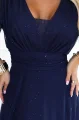 654-7 Długa połyskująca sukienka plus size z dekoltem i transparentnym rękawkiem - granatowa-9 12056 