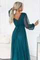 684-2 NERISSA elegancka tiulowa sukienka maxi z kopertowym dekoltem - zieleń morska-6 12061 