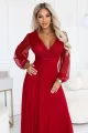 684-1 NERISSA elegancka tiulowa sukienka maxi z kopertowym dekoltem - jasne bordo-2 12062 