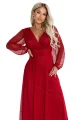 684-1 NERISSA elegancka tiulowa sukienka maxi z kopertowym dekoltem - jasne bordo-11 12062 