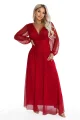 684-1 NERISSA elegancka tiulowa sukienka maxi z kopertowym dekoltem - jasne bordo-12 12062 