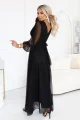 684-4 NERISSA elegancka tiulowa sukienka maxi z kopertowym dekoltem - czarna-3 12063 