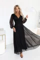 684-4 NERISSA elegancka tiulowa sukienka maxi z kopertowym dekoltem - czarna-9 12063 
