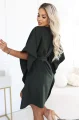 287-46 SOFIA Kobieca sukienka typu motyl z wiązaniem w pasie - ciemny khaki-4 12065 