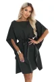 287-46 SOFIA Kobieca sukienka typu motyl z wiązaniem w pasie - ciemny khaki-10 12065 