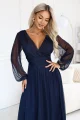 684-3 NERISSA elegancka tiulowa sukienka maxi z kopertowym dekoltem - granatowa-2 12072 
