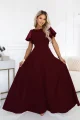 694-3 MIRELLA Elegancka rozkloszowana sukienka maxi z cekinowymi rękawami - bordowa-4 12086 