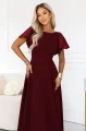 694-3 MIRELLA Elegancka rozkloszowana sukienka maxi z cekinowymi rękawami - bordowa-5 12086 