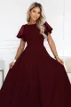 694-3 MIRELLA Elegancka rozkloszowana sukienka maxi z cekinowymi rękawami - bordowa-7 12086 