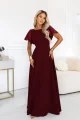 694-3 MIRELLA Elegancka rozkloszowana sukienka maxi z cekinowymi rękawami - bordowa-9 12086 