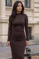 Dopasowana czekoladowa sukienka ZUMA-4 12094  | 1537-S