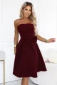 692-3 NAYA elegancka gorsetowa sukienka midi bez ramiączek z kokardą - bordowa-2 12100 