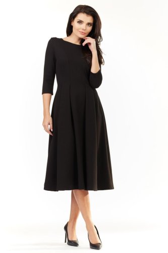 Sukienka Bawełniana z Zakładkami Midi Czarna IN155