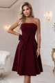 692-3 NAYA elegancka gorsetowa sukienka midi bez ramiączek z kokardą - bordowa-4 12100 