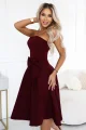 692-3 NAYA elegancka gorsetowa sukienka midi bez ramiączek z kokardą - bordowa-8 12100 