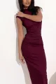 Bordowa dopasowana sukienka midi MADELINE-2 12103  | 1551-S