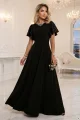 694-1 MIRELLA Elegancka rozkloszowana sukienka maxi z cekinowymi rękawkami - czarna-1 12107 
