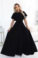 694-1 MIRELLA Elegancka rozkloszowana sukienka maxi z cekinowymi rękawkami - czarna-3 12107 