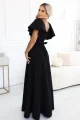 694-1 MIRELLA Elegancka rozkloszowana sukienka maxi z cekinowymi rękawkami - czarna-4 12107 