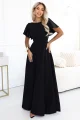 694-1 MIRELLA Elegancka rozkloszowana sukienka maxi z cekinowymi rękawkami - czarna-5 12107 