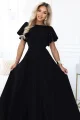 694-1 MIRELLA Elegancka rozkloszowana sukienka maxi z cekinowymi rękawkami - czarna-6 12107 
