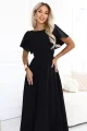 694-1 MIRELLA Elegancka rozkloszowana sukienka maxi z cekinowymi rękawkami - czarna-8 12107 