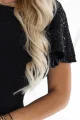 694-1 MIRELLA Elegancka rozkloszowana sukienka maxi z cekinowymi rękawkami - czarna-9 12107 