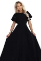 694-1 MIRELLA Elegancka rozkloszowana sukienka maxi z cekinowymi rękawkami - czarna-11 12107 