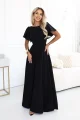 694-1 MIRELLA Elegancka rozkloszowana sukienka maxi z cekinowymi rękawkami - czarna-13 12107 